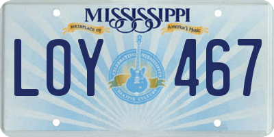 MS license plate LOY467