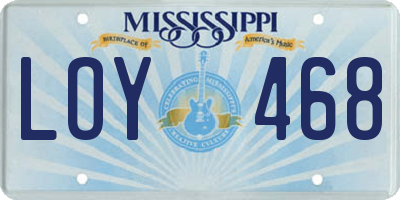 MS license plate LOY468