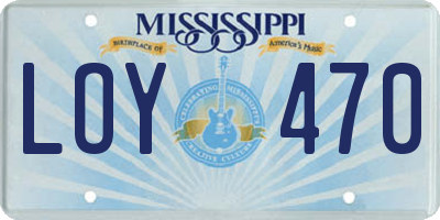 MS license plate LOY470