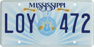 MS license plate LOY472