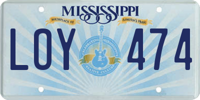 MS license plate LOY474