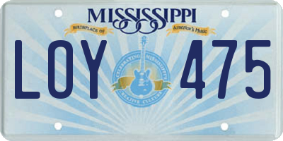 MS license plate LOY475