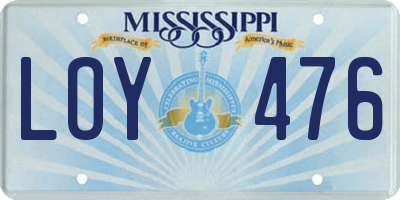 MS license plate LOY476