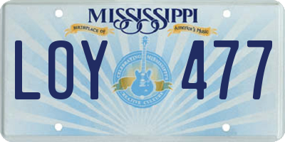 MS license plate LOY477