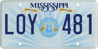 MS license plate LOY481