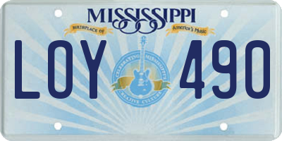 MS license plate LOY490