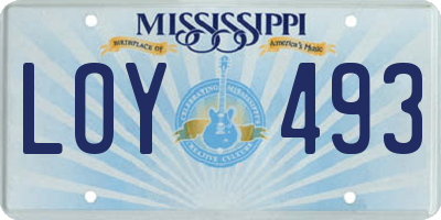 MS license plate LOY493