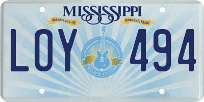 MS license plate LOY494