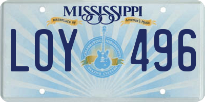 MS license plate LOY496