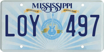 MS license plate LOY497