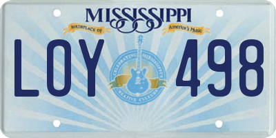 MS license plate LOY498