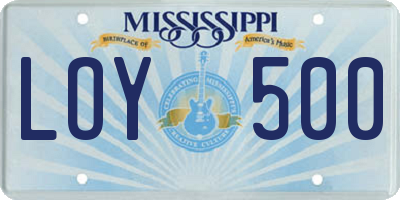MS license plate LOY500