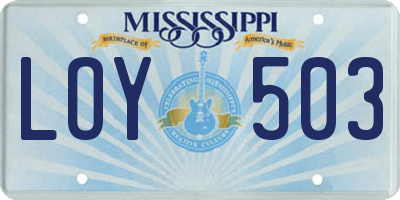 MS license plate LOY503