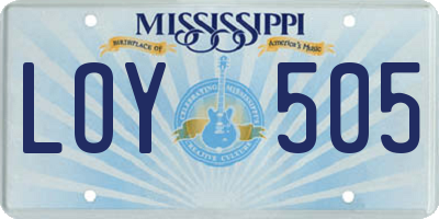 MS license plate LOY505