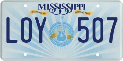 MS license plate LOY507
