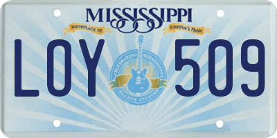 MS license plate LOY509