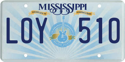 MS license plate LOY510
