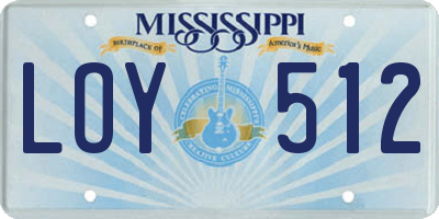 MS license plate LOY512