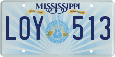 MS license plate LOY513