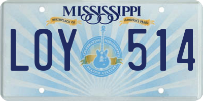MS license plate LOY514