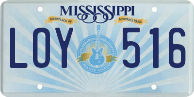 MS license plate LOY516