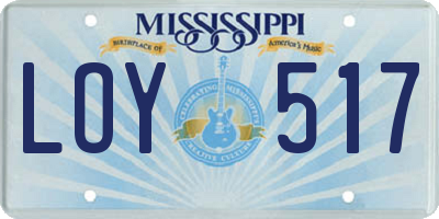 MS license plate LOY517