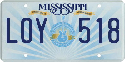 MS license plate LOY518