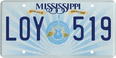 MS license plate LOY519