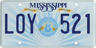 MS license plate LOY521