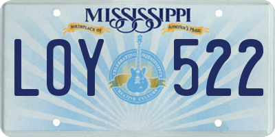 MS license plate LOY522