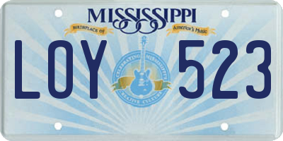 MS license plate LOY523