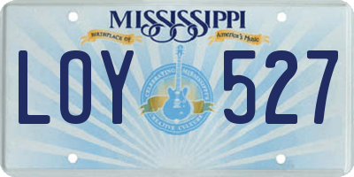MS license plate LOY527