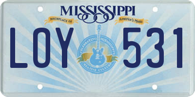 MS license plate LOY531