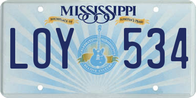 MS license plate LOY534