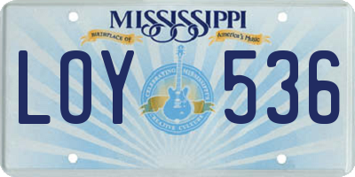 MS license plate LOY536
