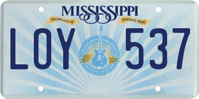 MS license plate LOY537
