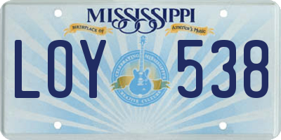 MS license plate LOY538