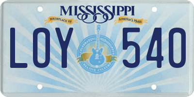 MS license plate LOY540
