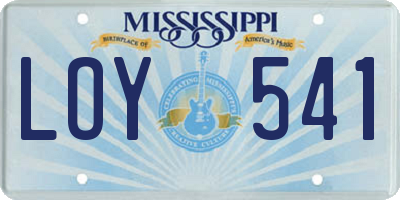 MS license plate LOY541
