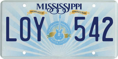 MS license plate LOY542
