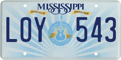 MS license plate LOY543