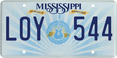 MS license plate LOY544
