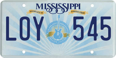 MS license plate LOY545
