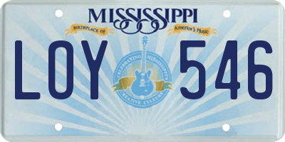 MS license plate LOY546