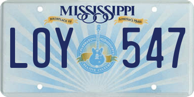 MS license plate LOY547