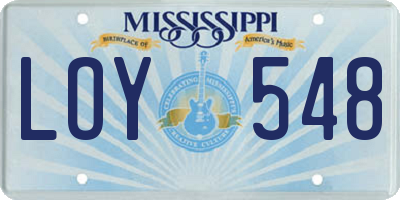 MS license plate LOY548