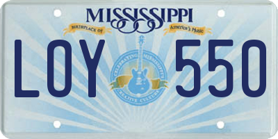 MS license plate LOY550