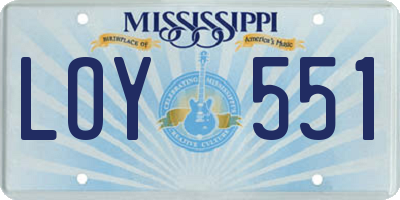 MS license plate LOY551