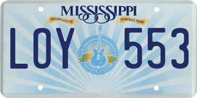 MS license plate LOY553