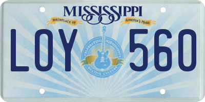MS license plate LOY560
